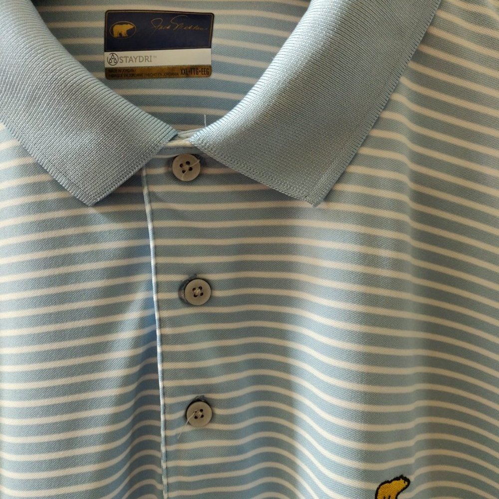 Jack Nicklaus Light Blue/White striped Staydri polo